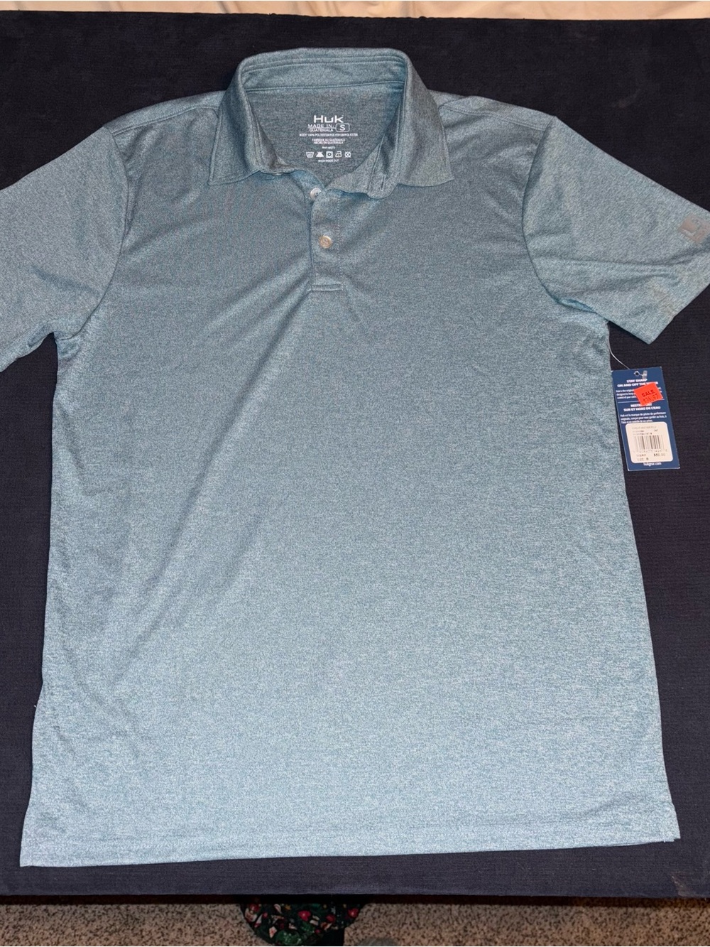Huk Heather Teal Short-Sleeve Performance Polo